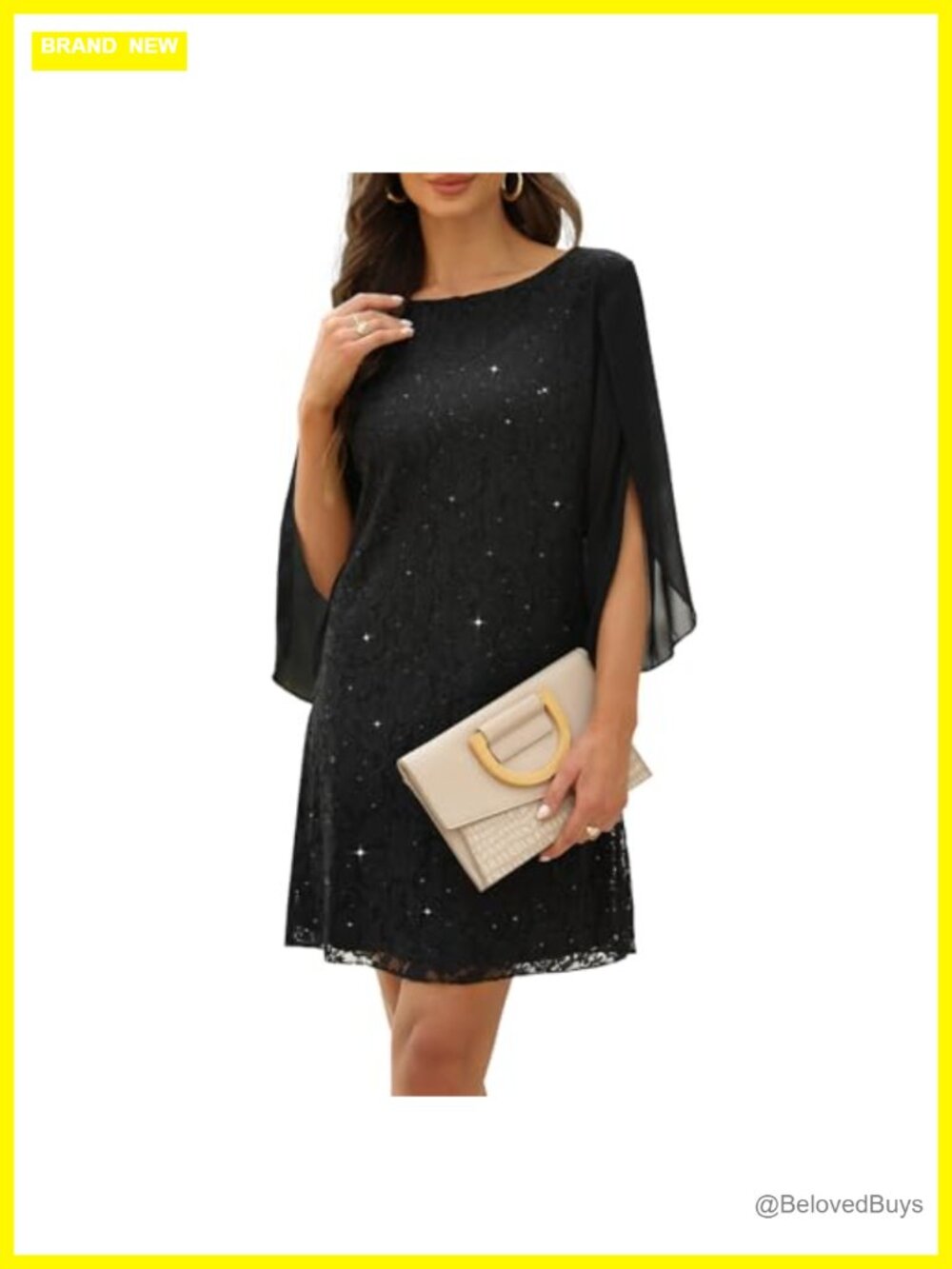 Women's Lace Sequin Cocktail Dress Formal Wedding Guest Prom A-Line